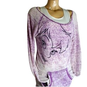 Disney purple Tinkerbell burn out sweatshirt S